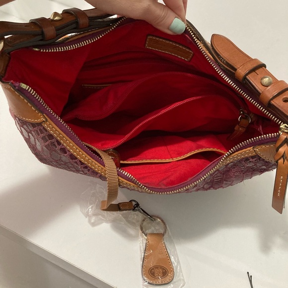 Dooney & Bourke Erica Hobo Rasberry Snakeskin Hobo Bag - Picture 10 of 14